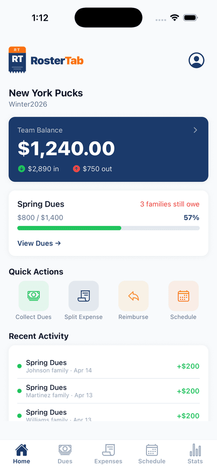 Roster Tab dashboard